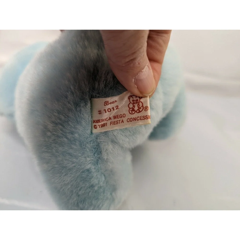Fiesta America Wego Blue Bear Plush 8 I Its a Boy Heart‎ 1991 Stuffed Animal Toy